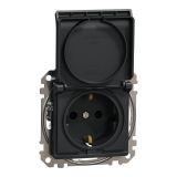 Electrical socket Schuko, 16A, 250VAC, anthracite, for installation, Sedna, Schneider Еlectric, SDD114024
