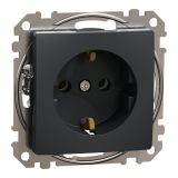 Electrical socket Schuko, 16A, 250VAC, anthracite, for installation, Sedna, Schneider Еlectric, SDD114026