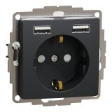 Electrical socket Schuko, 16A, 250VAC, anthracite, for installation, Sedna, Schneider Еlectric, SDD114052