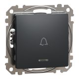 Електрически ключ лихт бутон, 10A, 250VAC, антрацит, за вграждане, Sedna, SDD114131L