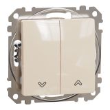 Електрически ключ бутон за ролетни щори, 10A, 250VAC, бежов, за вграждане, Sedna, SDD112114