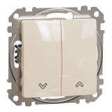 Електрически ключ бутон за ролетни щори, 10A, 250VAC, бежов, за вграждане, Sedna, SDD112104