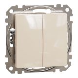 Електрически ключ сх.5 (сериен) двоен, 10A, 250VAC, бежов, за вграждане, Sedna, SDD112105