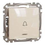 Електрически ключ лихт бутон, 10A, 250VAC, бежов, за вграждане, Sedna, SDD112131L