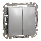 Електрически ключ сх.5 (сериен) двоен, 10A, 250VAC, алуминий, за вграждане, Sedna, SDD113105