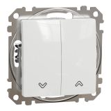 Електрически ключ бутон за ролетни щори, 10A, 250VAC, бял, за вграждане, Sedna, SDD111104