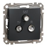Combined socket, for built-in use, anthracite color, Sedna, SDD114481