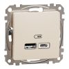 USB 2.0 socket, USB-A, beige, Sedna, SDD112402