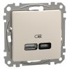 USB 2.0 socket, USB-A, beige, Sedna, SDD112405