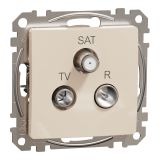 Combined socket, for built-in use, beige color, Sedna, SDD112481