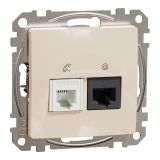 Telephone socket, for built-in use, beige color, Sedna, SDD112468