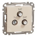 Combined socket, for built-in use, beige color, Sedna, SDD112481S