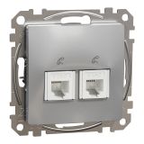 Telephone socket, for built-in use, aluminum color, Sedna, SDD113492