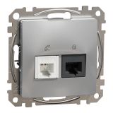 Telephone socket, for built-in use, aluminum color, Sedna, SDD113458