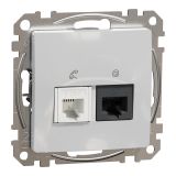 Telephone socket, for built-in use, aluminum color, Sedna, SDD113468