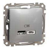 USB 2.0 socket, for built-in use, aluminum color, Sedna, SDD113402