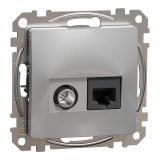 Combined socket, for built-in use, aluminum color, Sedna, SDD113469T