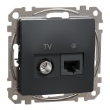 Combined socket, for built-in use, anthracite color, Sedna, SDD114469T