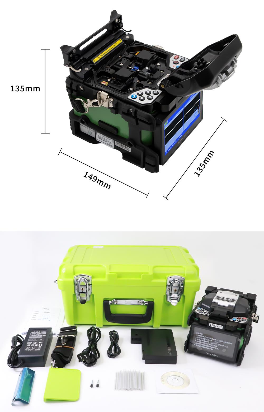 Fiber Optic Cable Splicing Machine, 230VAC, Li-Ion, LED, TE-6801F-W, PRO'S KIT