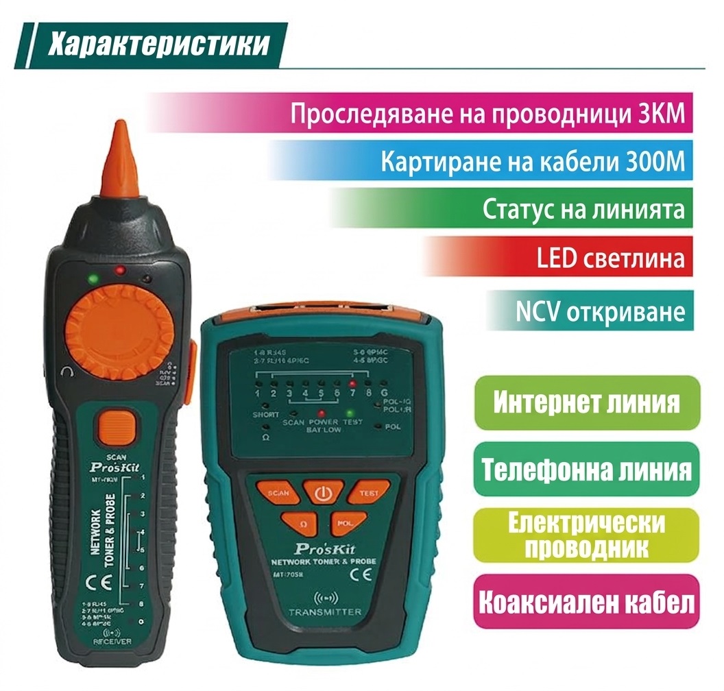 Network tester, RJ11/RJ45, MT-7028, PRO'S KIT