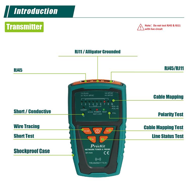 Network tester, RJ11/RJ45, MT-7028, PRO'S KIT