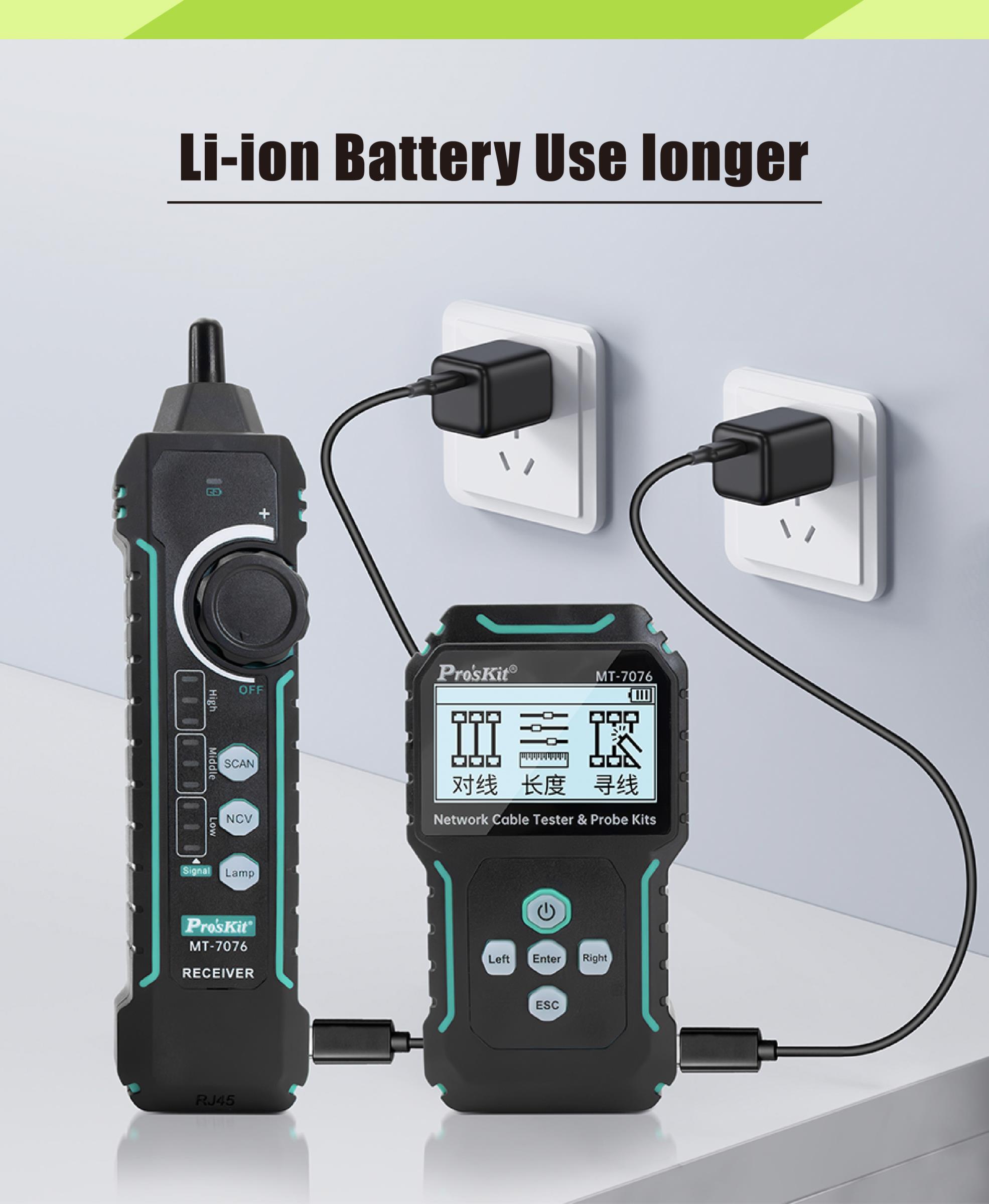 Computer network tester, MT-7076, noise and length, USB, F, UTP, STP, PRO'S KIT