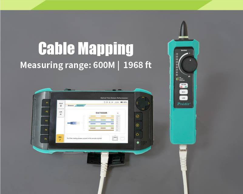 Computer network tester, MT-7650, fiber optic cables, touchscreen, USB, PRO'S KIT