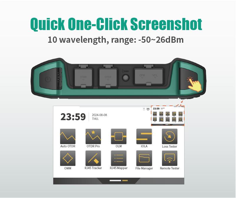 Computer network tester, MT-7650, fiber optic cables, touchscreen, USB, PRO'S KIT