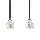 Телефонен кабел, RJ11 6P4C M-RJ11 6P4C M, Cu, 2m, черен, TCGL90200BK20, NEDIS