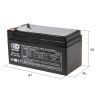 Sealed Lead Acid Battery 12V, 1.3Ah, OT1.3-12, OUTDO  - 2