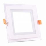 LED panel built-in, 18W, square, 230VAC, 1260lm, 6000K, cool white, 198x198mm, VT-1881G, glass frame