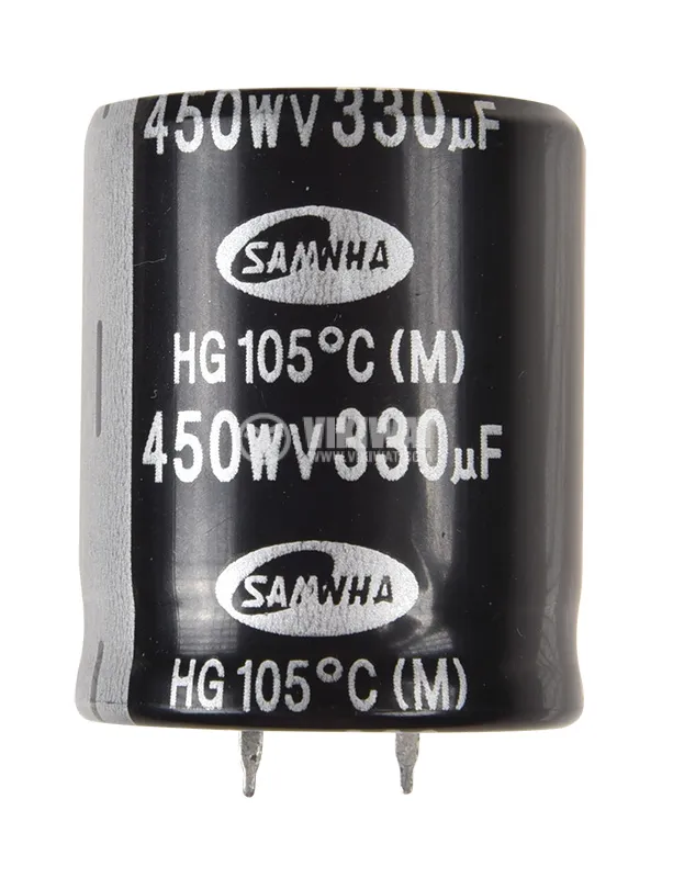 2-Pack 330uF 450V Radial Electrolytic Capacitors - 30x52mm, +105°C (US Stock) 8 thumbnail image