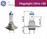 Автомобилна халогенна лампа, H7, 12VDC, 55W, PX26d, Megalight Ultra +90