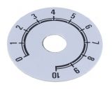 Скала за потенциометър, обхват от 0 до 10, външен диаметър ф38mm, самозалепваща