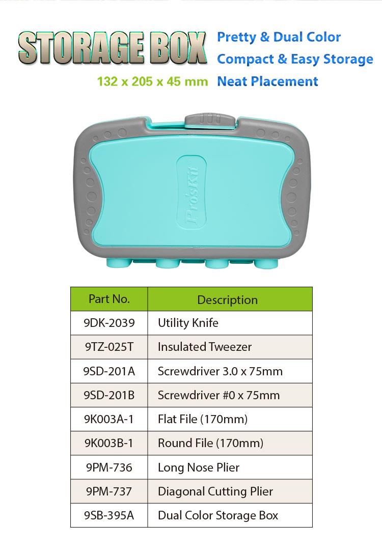 Комплект инструменти PK-301, 2 отверки пинсета 2 пили нож клещи 2бр., PRO'S KIT