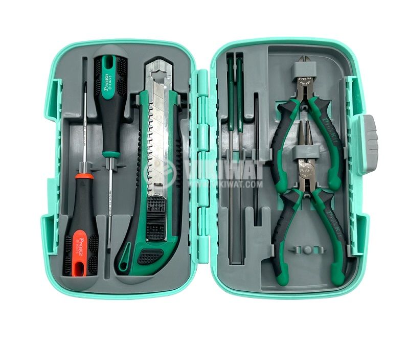 Комплект инструменти PK-301, 2 отвертки, пинсета, 2 пили, макетен нож, клещи резачки, клещи с прав връх - 1 - Викиват Комплект инструменти PK-301, 2 отвертки, пинсета, 2 пили, макетен нож, клещи резачки, клещи с прав връх - 1