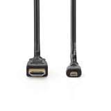 HDMI cable, HDMI-micro HDMI, 1.5m, black, 4K, Ethernet, NEDIS, CVGL34700BK15