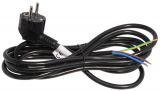 Захранващ кабел 3х1mm2, 3m, шуко, Г-образен, черен
