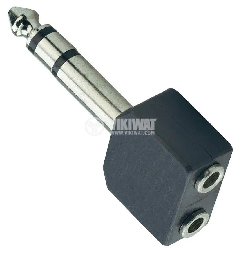 Adapter plug 6.3 stereo M - 2 x plug 3.5 mono F for audio signals