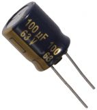 Electrolytic capacitor 100uF, 63V, THT, Ф10x12.5mm, low impendance