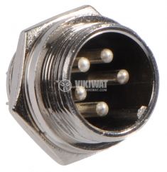 Connector 5 pin panel mount male metal