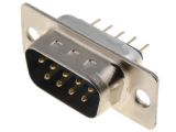 D-Sub connector, socket, Canon, 9 pins, for panel mounting, male