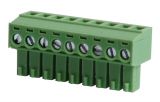 Female terminal block, with insulation barriers, 9 pins, 8A