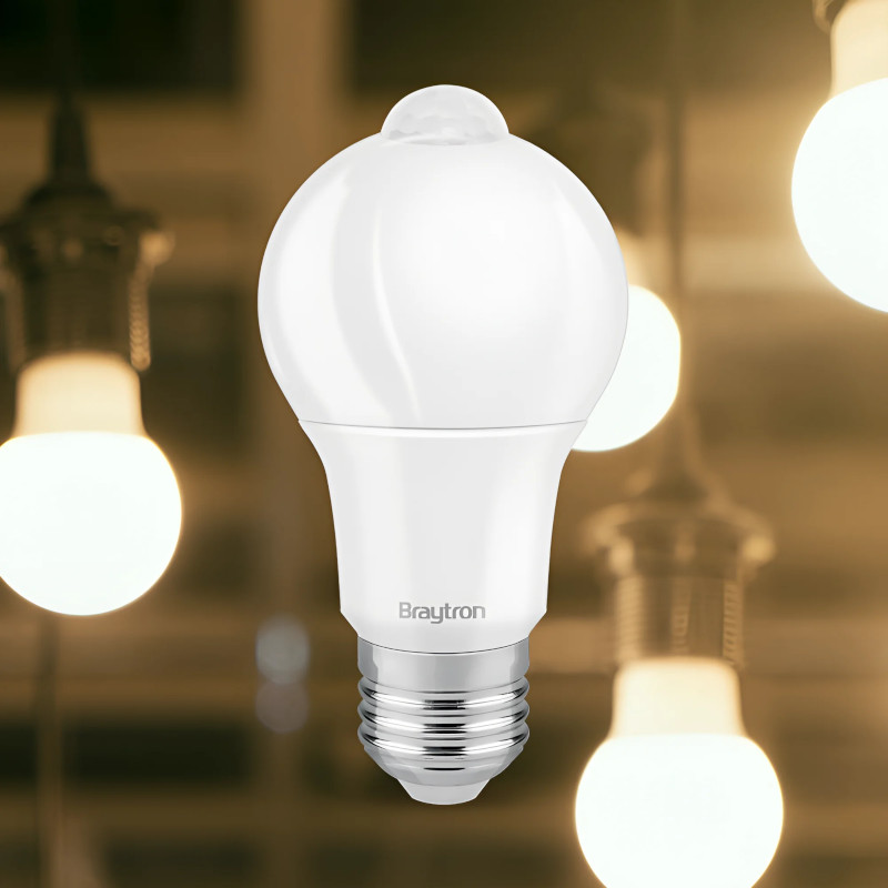 LED лампа със сензор за движение, 9W, E27, A60, 230VAC, 806lm, 6500K, студенобяла, BA14-70923