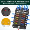 Car fuse holder with cover, 12 sockets, LED indication - 3