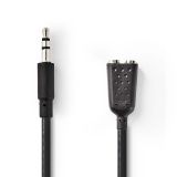 Стерео кабел 3.5mm M - 2 x 3.5mm F, черен