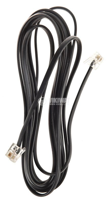 Телефонен кабел, RJ11 6P4C M-RJ11 6P4C M, 3m бял, черен - 1