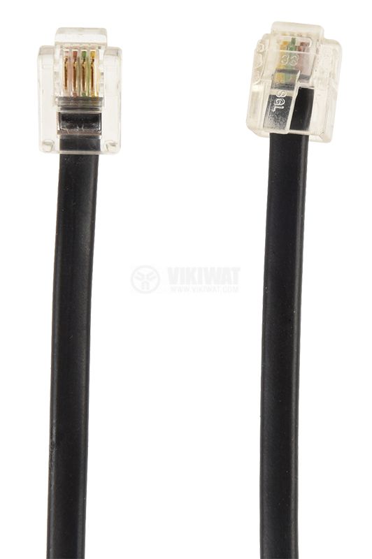 Телефонен кабел, RJ11 6P4C M-RJ11 6P4C M, 3m бял, черен - 2