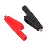 Crocodile clip, 55 mm, black and red for banana plug