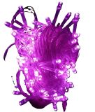 Коледна украса тип въже, 10m, 4W, розов цвят, 230VAC, 100 LEDs